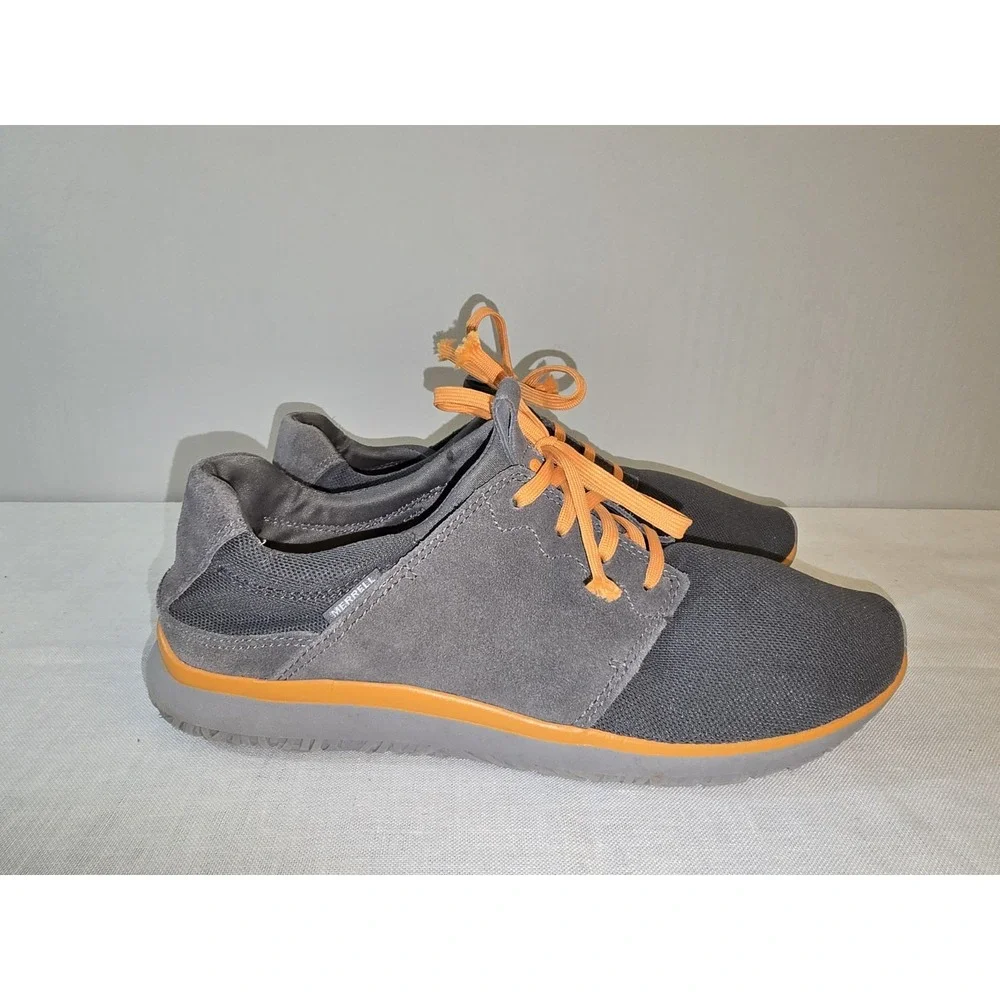 Merrell Men's Grey/Orange Airmesh Lightweight Sneakers Shoes Comfortable Size 11